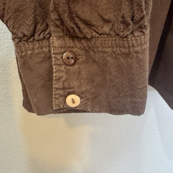 Inter American Trading Peasant Shirt Mens Size Large Brown Pintuck Long Sleeve - Picture 5 of 8
